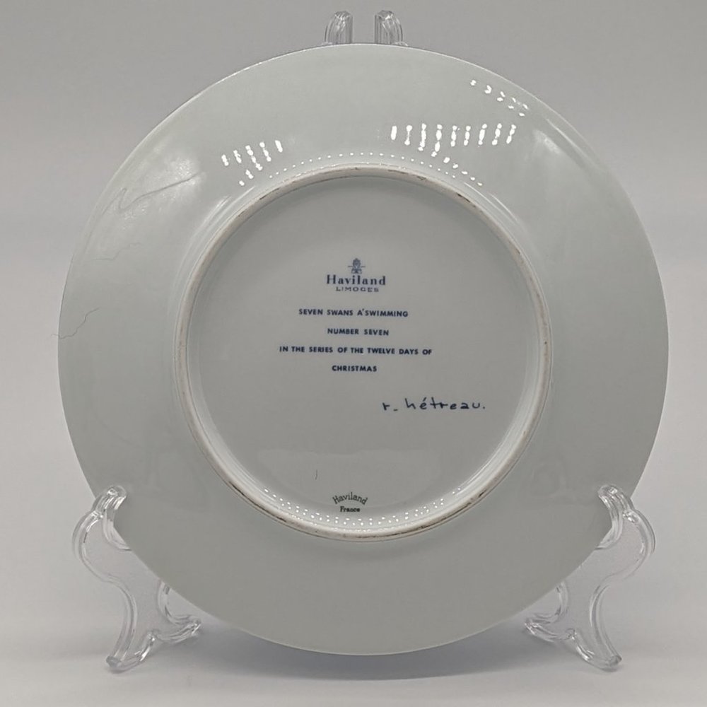Vintage Two Haviland Limoges Christmas Plates Nine Ladies And Seven Swans 1970's - Picture 6 of 7